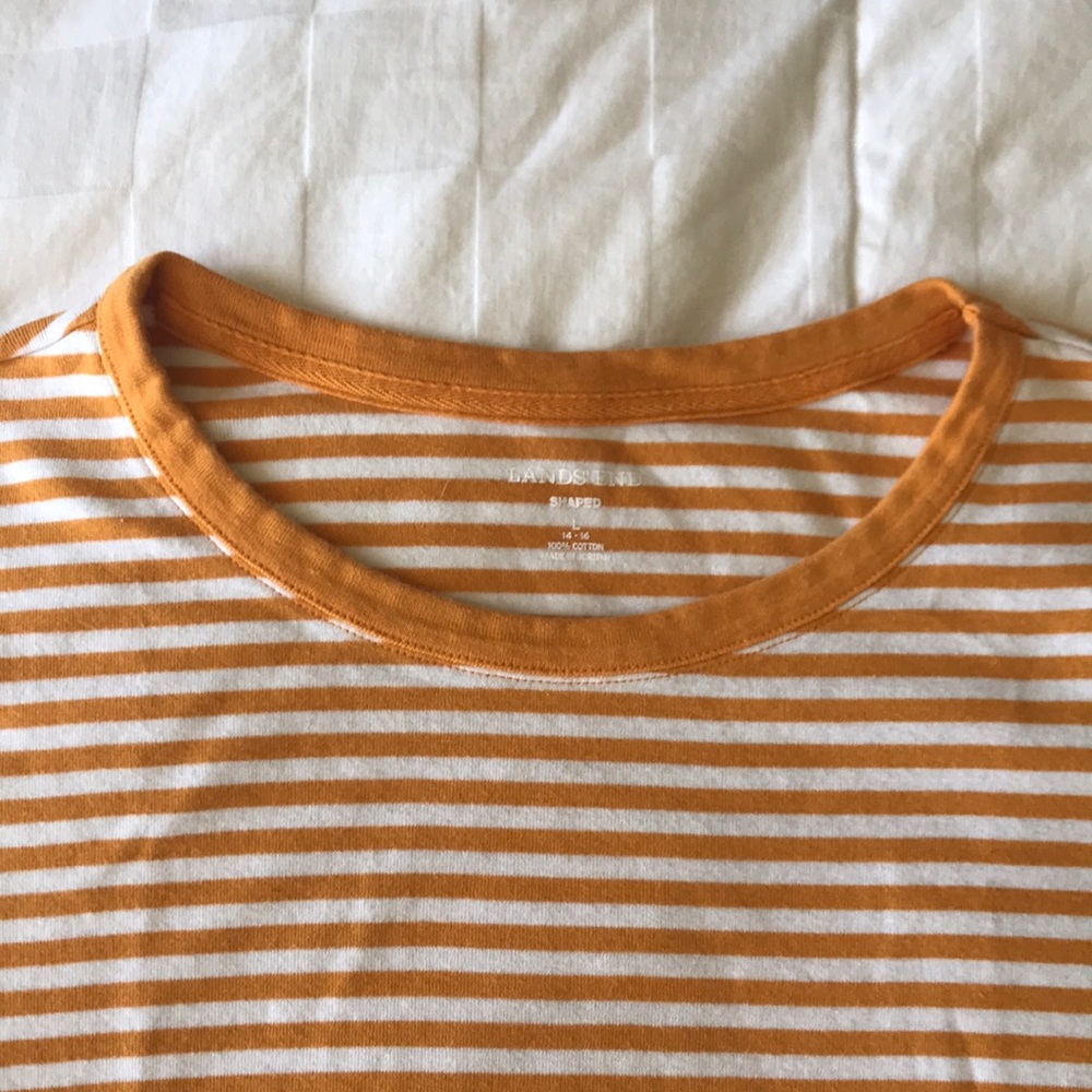 Land’s End Shaped Fit Gold Stripe Tee 100% Cotton